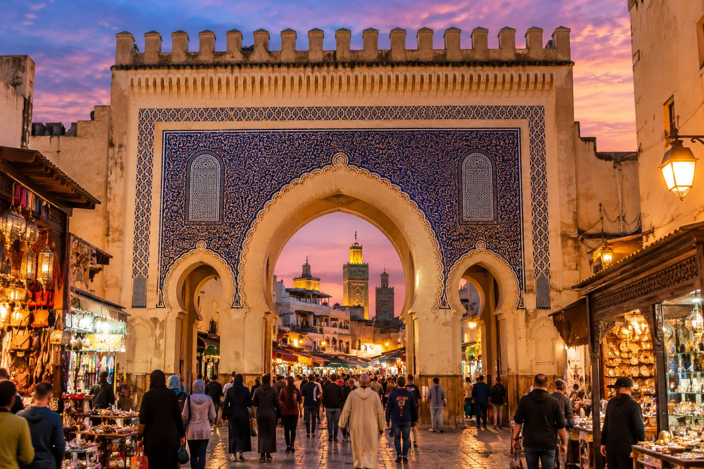 باب بوجلود، الباب الأزرق لفاس، عند الغروب